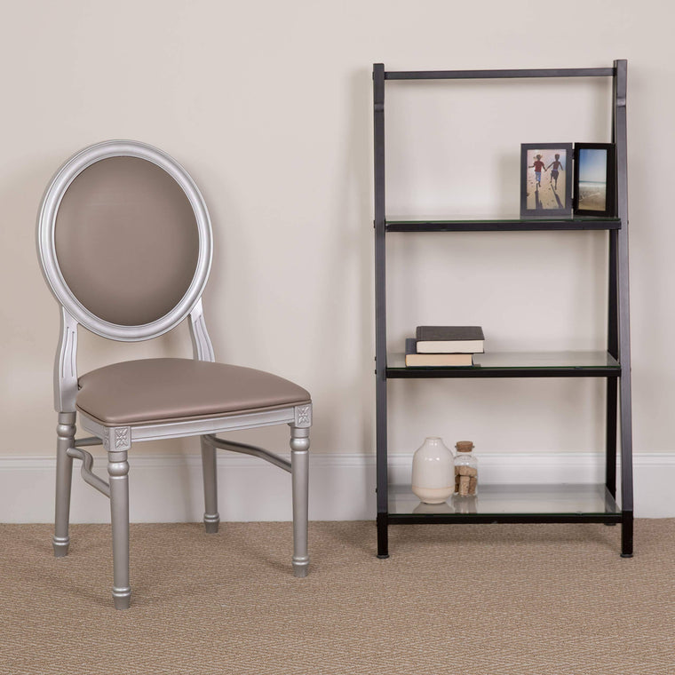 Flash Furniture Hercules Series King Louis Chair Set, 2-Pack with 900 lb. Capacity, Taupe Vinyl Seat and Back, Silver Frame