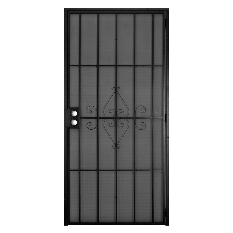 Unique Home Designs SU Casa Steel Security Door, 36 in. x 80 in., with Black Surface-Mount Outswing Frame and Expanded Metal Screen