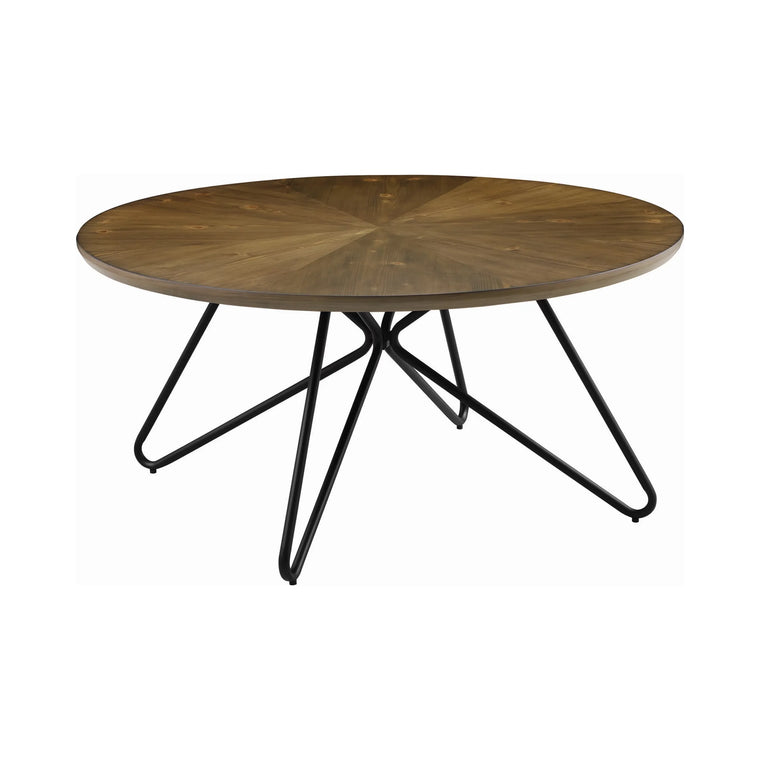 Churchill Round Coffee Table in Dark Brown and Black